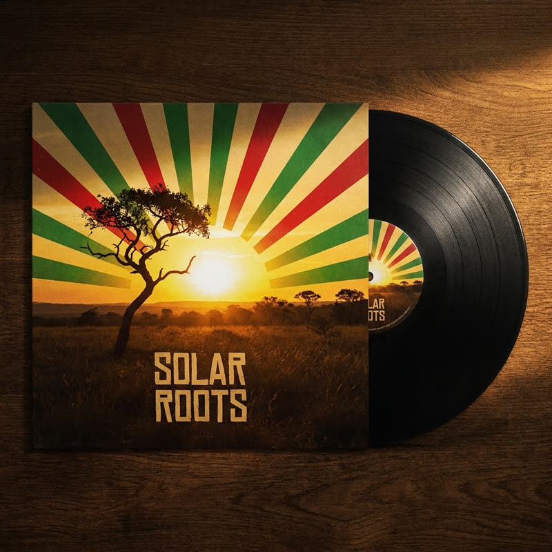 EP em vinil com capa de pôr do sol no Cerrado